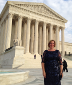 Dyvonnda Thurston, Fletcher and Phillips Attorney, in front of the American Inn of Court.